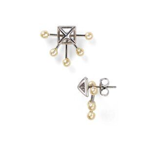 New Rebecca Minkoff Pyramid Fan Stud Pearl Earrings Winter Snow Christmas Gift